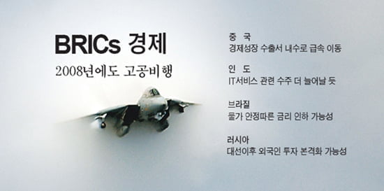 BRICs 경제 2008년도에도 고공비행