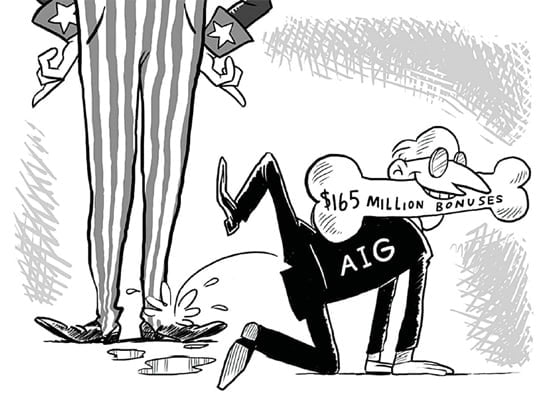 회사 망쳐놓고 두둑한 보너스?…양심에 털난 AIG 임직원들