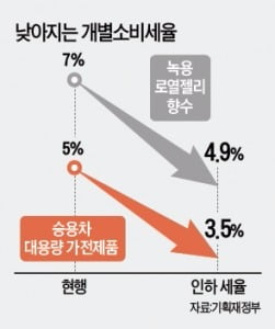 '소비 진작 위해 개별소비세 인하…승용차·가전제품 값 싸진다' 등