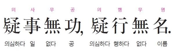 의심하면서 일을 하면 공을 세우지 못하고, 의심하면서 행동을 하면 이름을 얻지 못한다. -사기