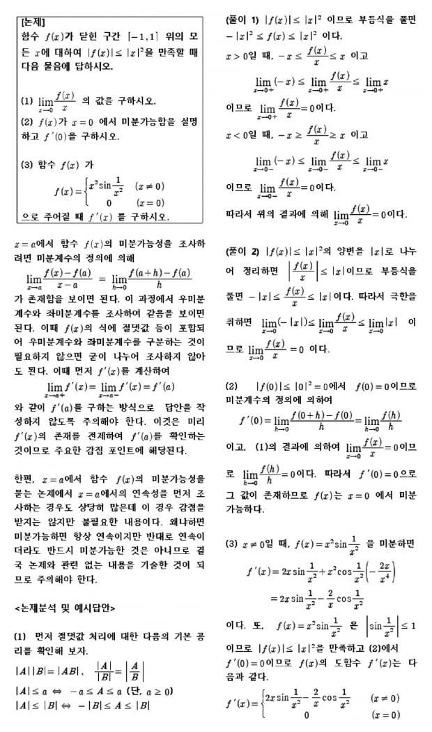극한과 미분 논제의 문제해결 전략