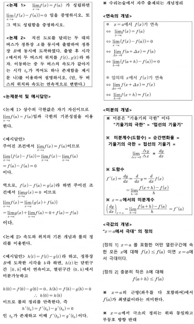 수리논술과 수능의 차이